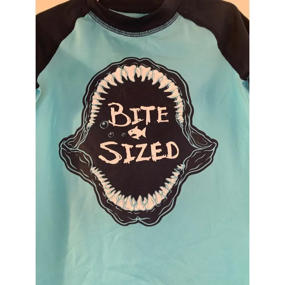 SPORT PLACE Boy’s Bite Size Shark Short Sleeve Swim Shirt / Size: 5T